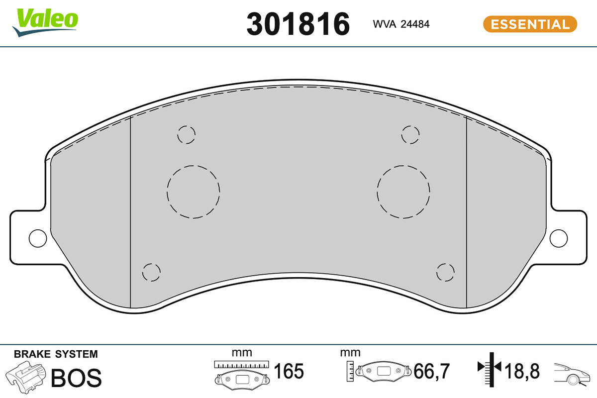 Jeu de 4 plaquettes de frein VALEO ref. 301816